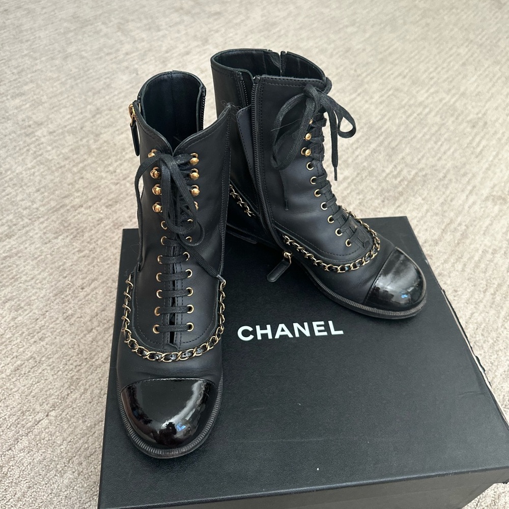 Chanel Black Leather Women's Boots - Picture 2 of 11